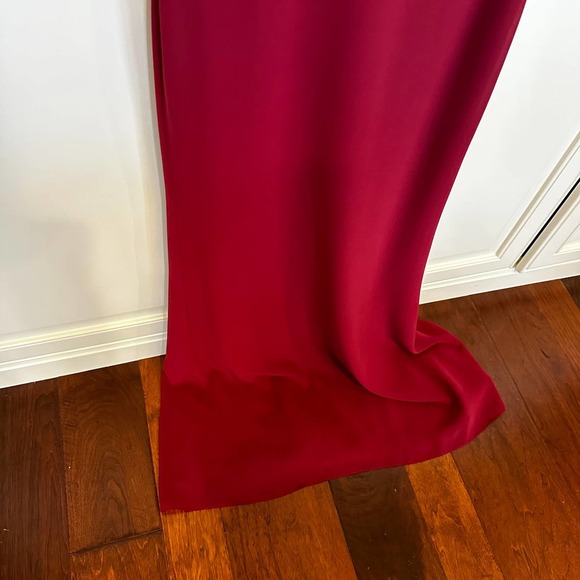 Jenny Packham Womens Burgundy Wine Colored Bridesmaid Formal Cowl Neck Maxi Gown - Picture 8 of 11